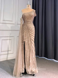 Prom Dress 2025 Beaded Prom Dressses Watteau Train Cape Pageant Evening Dress 20002-unique prom dresses-Taupe-US 2-Viniodress