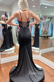 Prom Dress 2025 Black Lace Applique Mermaid Prom Dress with Spaghetti Strap and Corset Back FD3475-unique prom dresses-Black-Custom Size-Viniodress