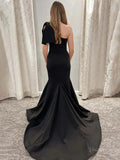 prom dresses 2025-to impress Black Satin Mermaid Prom Dresses 2025 with Bow & One Shoulder – FD5054-plus size wedding dresses Viniodress-Black-Custom Size-