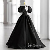 Prom Dress 2025 Black Satin Quinceanera Dresses Puffed Sleeve Prom Ball Gown FD3243-unique prom dresses-Black-Custom Size-Viniodress