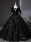 Prom Dress 2025 Black Sparkly Tulle Prom Ball Gown Short Sleeve Quinceanera Dresses BG043-unique prom dresses-Black-Custom Size-Viniodress