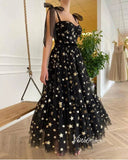 Prom Dress 2025 Black Starry Tulle Prom Dresses Spaghetti Strap FD2778-unique prom dresses-Black-Custom Size-Viniodress