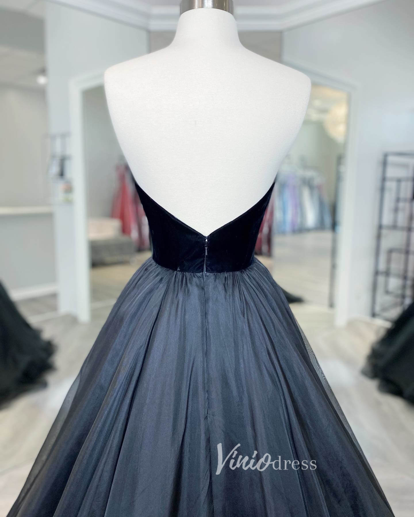 Prom Dress 2025 Black Strapless Prom Dresses A-Line Evening Dress FD3138-unique prom dresses-Black-Custom Size-Viniodress