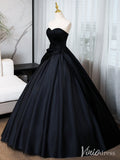 Prom Dress 2025 Black Strapless Satin Prom Dresses Sweetheart Neck Ball Gown AD1355-unique prom dresses-Black-Custom Size-Viniodress