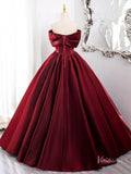 Prom Dress 2025 Burgundy Satin Minimalist Prom Ball Gown Off the Shoulder Crossed Quinceanera Dresses BG012-unique prom dresses-Burgundy-Custom Size-Viniodress