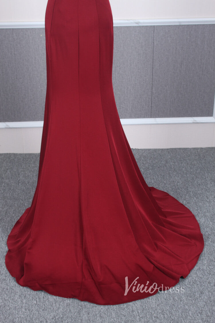 Prom Dress 2025 Cap Sleeve Red Sheath Prom Dresses Beaded Evening Dress FD2817-unique prom dresses-Red-US 2-Viniodress