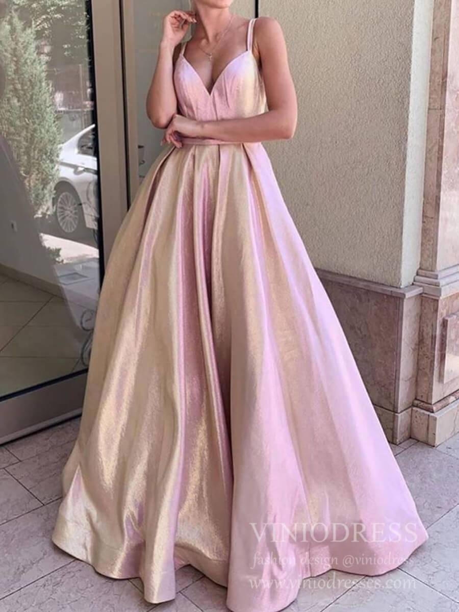 Prom Dress 2025 Cheap A-line Nude and Blush Sparkly Prom Dresses with Straps FD1778-unique prom dresses-As Picture-Custom Size-Viniodress