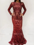 Prom Dress 2025 Detachable Burgundy Sequin Prom Dresses with Long Sleeves FD1633-unique prom dresses-Burgundy-Custom Size-Viniodress