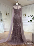 Prom Dress 2025 Elegant Beaded Lace Sheath Prom Dresses Extra Long Sleeve Pageant Dress 20213-unique prom dresses-Mauve-US 2-Viniodress