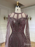 Prom Dress 2025 Elegant Beaded Lace Sheath Prom Dresses Extra Long Sleeve Pageant Dress 20213-unique prom dresses-Mauve-US 2-Viniodress