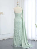 prom dresses 2025 Elegant Light Green Prom Dresses Beaded Sheath Formal Dresses Watteau Train BD011-plus size wedding dresses Viniodress-Light Green-US 2-