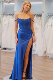 Elegant Satin Mermaid Prom Dress 2025 with Slit & Lace Boned Bodice  – FD5043