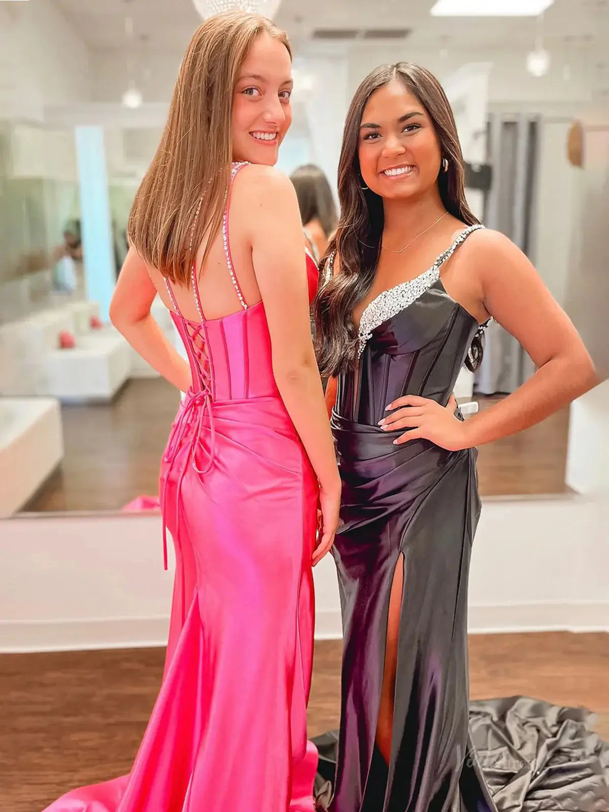 prom dresses 2025 Elegant Satin Prom Dress 2025 with Spaghetti Strap & Slit – FD5022-plus size wedding dresses Viniodress-Custom Colors-Custom Size-