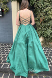 Prom Dress 2025 Emerald Green Satin Prom Dresses Spaghetti Strap Evening Gown FD3327-unique prom dresses-Emerald Green-Custom Size-Viniodress