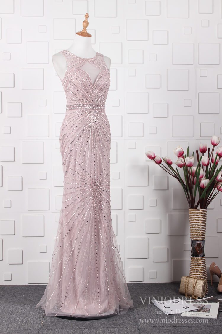 Prom Dress 2025 Fully Beaded Pale Mauve Prom Dresses Sparkly Long Evening Dress FD2489-unique prom dresses-Gold-Custom Size-Viniodress