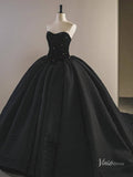 Prom Dress 2025 Gorgeous Black Strapless Prom Ball Gown Sweetheart Neck Quinceanera Dresses BG073-unique prom dresses-Black-Custom Size-Viniodress