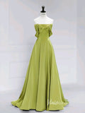 Prom Dress 2025 Green Off the Shoulder Prom Dresses Bow-Tie Satin Formal Dress AD1038-unique prom dresses-Green-Custom Size-Viniodress