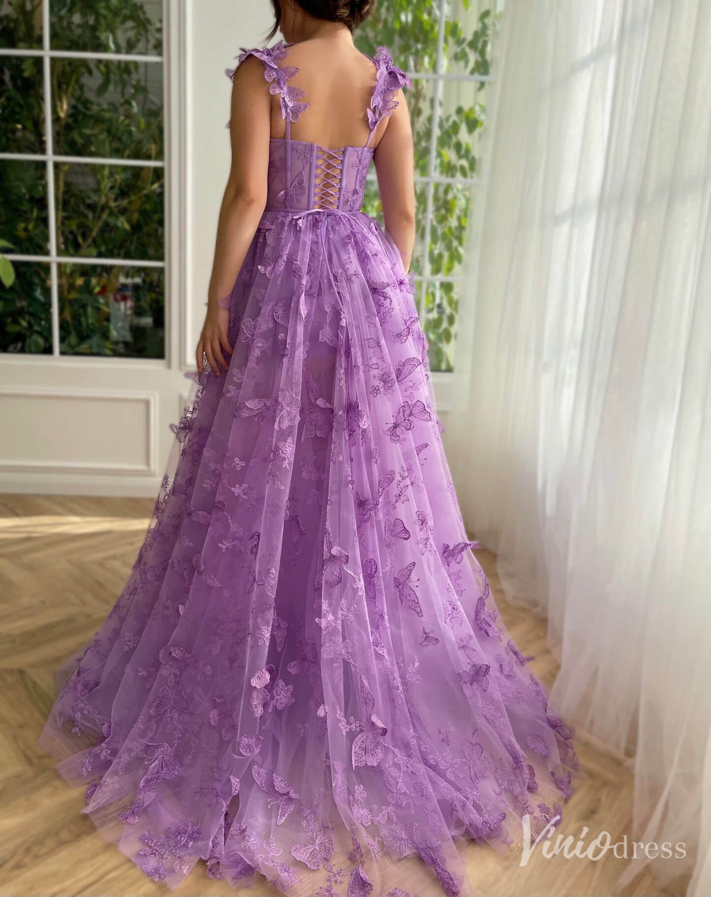 Prom Dress 2025 Lavender Butterfly Prom Dresses with Pockets Sheer Formal Gown with Slit TO020-unique prom dresses-Lavender-Custom Size-Viniodress