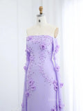 prom dresses 2025 Lavender Floral Prom Dresses Cape Sleeve Beaded Formal Dresses BD007-plus size wedding dresses Viniodress-Lavender-US 2-