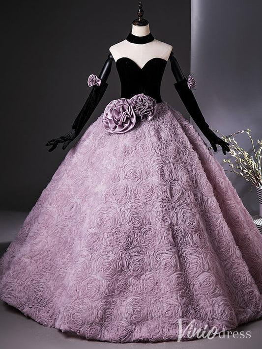 Lavender Floral Rosette Quinceanera Dress Strapless Sweetheart Ball Gown AD1359 - Viniodressprom dressesLavenderCustom Size - Formal Dresses - Ball Gowns