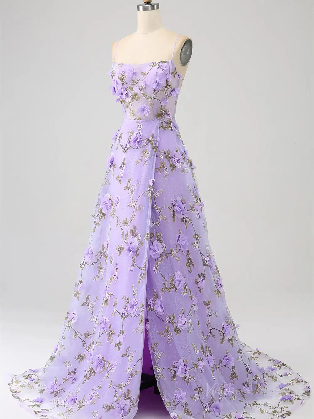 prom dresses 2025-to impress Lavender Flower Blossom Prom Dresses Spaghetti Strap Floral Formal Dresses FD3805-plus size wedding dresses Viniodress-Lavender-Custom Size-