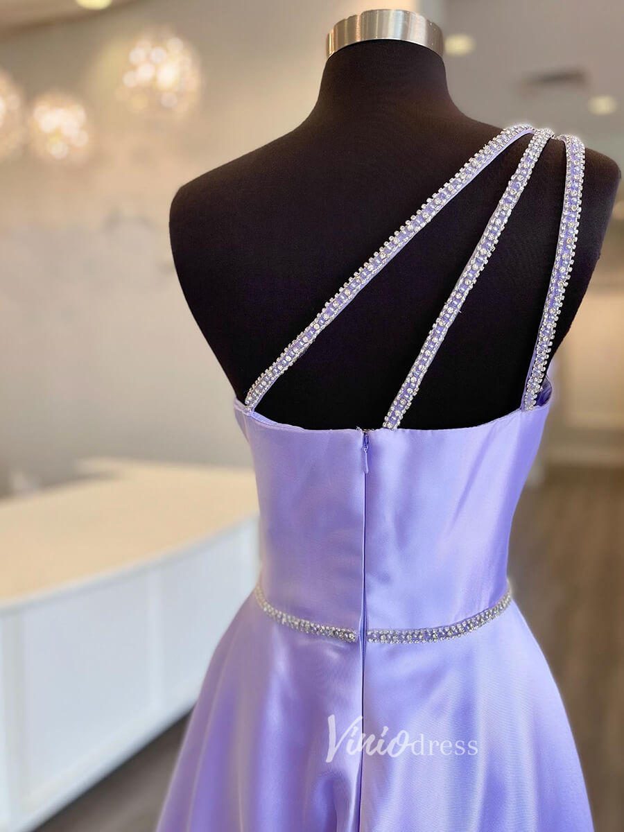 Prom Dress 2025 Lavender One Shoulder Prom Dresses Ruffled Evening Dress FD3037-unique prom dresses-Lavender-Custom Size-Viniodress