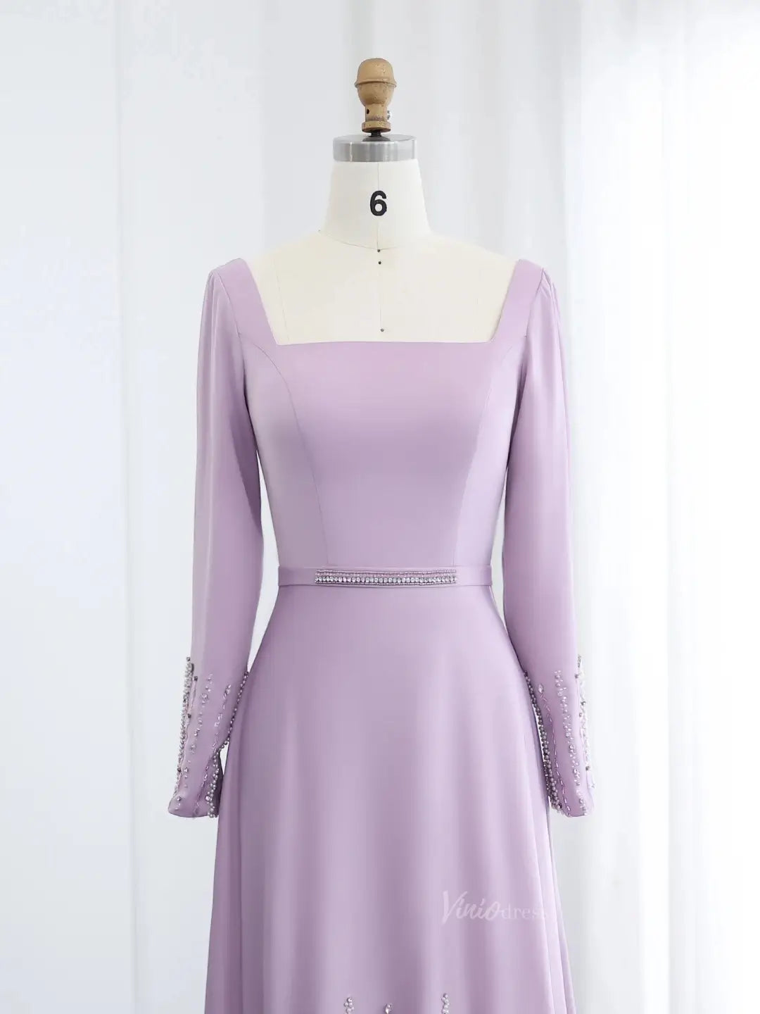 prom dresses 2025 Lavender Ruffle Prom Dresses Elegant Formal Dresses Long Sleeves,Square Neck BD024-plus size wedding dresses Viniodress-Lavender-US 2-