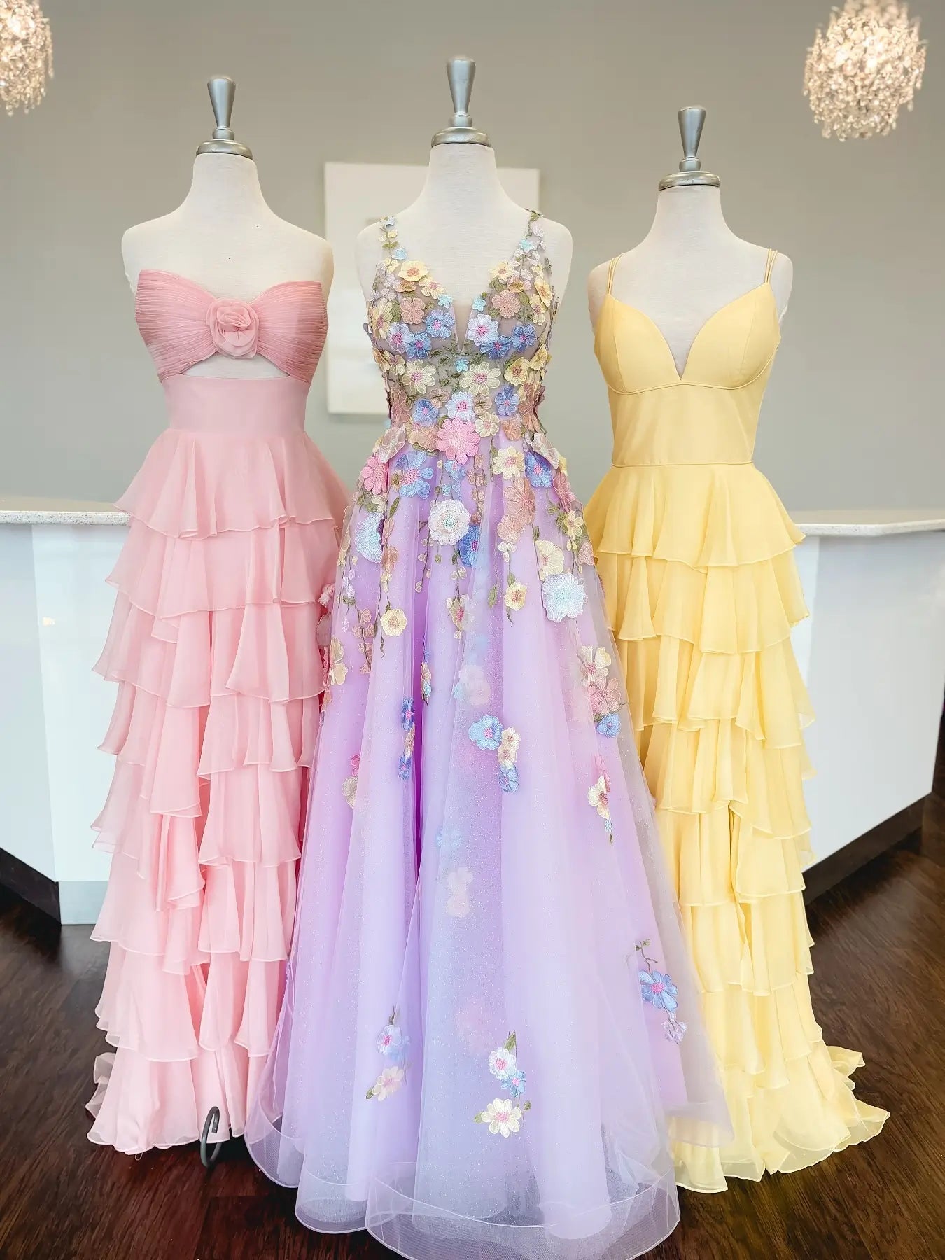 Lavender Tulle Prom Dress 2025 A - Line Floral Formal Gown with 3D Flowers & Pockets - FD3807 - Viniodressprom dressesLavenderCustom Size - Formal Dresses - Ball Gowns