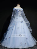 Prom Dress 2025 Light Blue Cap Sleeve Ball Gowns for Teens FD1459-unique prom dresses-Light Blue-Custom Size-Viniodress