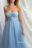 Prom Dress 2025 Light Blue Dotted Tulle Hoco Dresses Midi Length Prom Dress FD2984-unique prom dresses-Light Blue-Custom Size-Viniodress