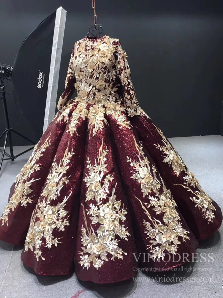 prom dresses 2025 Long Sleeve Customized Ball Gowns for Muslims 66704 viniodress-plus size wedding dresses Viniodress-Purple-Custom Size-