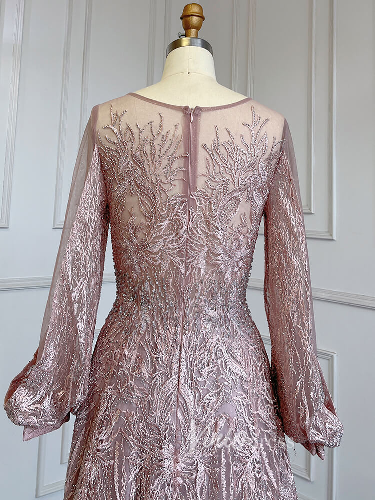 Prom Dress 2025 Long Sleeve Gray Lace Mother of the Bride Dresses 20005-unique prom dresses-As Picture-US 2-Viniodress