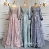 Prom Dress 2025 Long Sleeve Gray Lace Mother of the Bride Dresses 20005-unique prom dresses-As Picture-US 2-Viniodress