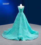 Prom Dress 2025 Long Tiffany Blue Prom Dress V-neck Braided Pageant Dress 222157-unique prom dresses-Aqua-Custom Size-Viniodress