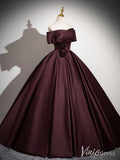 Prom Dress 2025 Maroon Off the Shoulder Prom Dresses Satin Formal Gown AD1351-unique prom dresses-Maroon-Custom Size-Viniodress