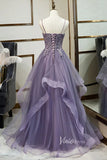 Prom Dress 2025 Mauve Purple Prom Dress Spaghetti Strap V-neck Tiered Formal Dress FD2627-unique prom dresses-Mauve-Custom Size-Viniodress