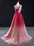 Prom Dress 2025 New Ombre Red Long Prom Dresses Beaded Formal Dress FD1994-unique prom dresses-As Picture-Custom Size-Viniodress