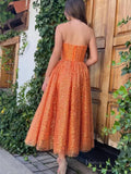 prom dresses 2025 Orange Sequin Prom Dresses 2025 Strapless Homecoming Dresses with Pockets - TO0001-plus size wedding dresses Viniodress-Orange-Custom Size-