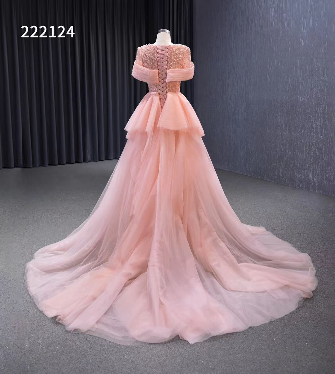 Prom Dress 2025 Pink Beaded Mermaid Prom Dress Removable Overskirt Wedding Dresses 222124-unique prom dresses-Pink-Custom Size-Viniodress