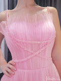 Prom Dress 2025 Pink Ruffle Wedding Dress Beaded Spagehtti Strap Prom Dresses Corset Back 241102-unique Prom Dresses-Pink-Custom Size-Viniodress