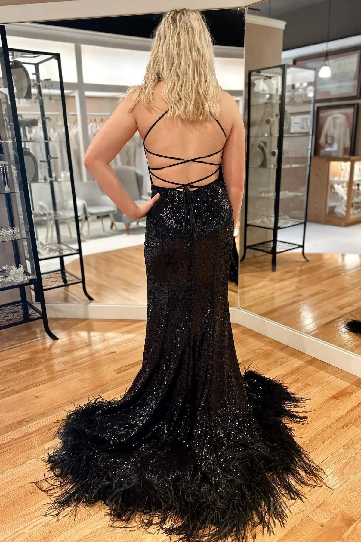 Radiant Sequin Mermaid Prom Dresses 2025 with Slit & Spaghetti Strap – FD5077 - Viniodressprom dressesBlackCustom Size - Formal Dresses - Ball Gowns