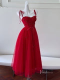 Prom Dress 2025 Red Beaded Cherry Prom Dresses Spaghetti Strap Tulle Maxi Dress FD4034-unique prom dresses-Red-Custom Size-Viniodress