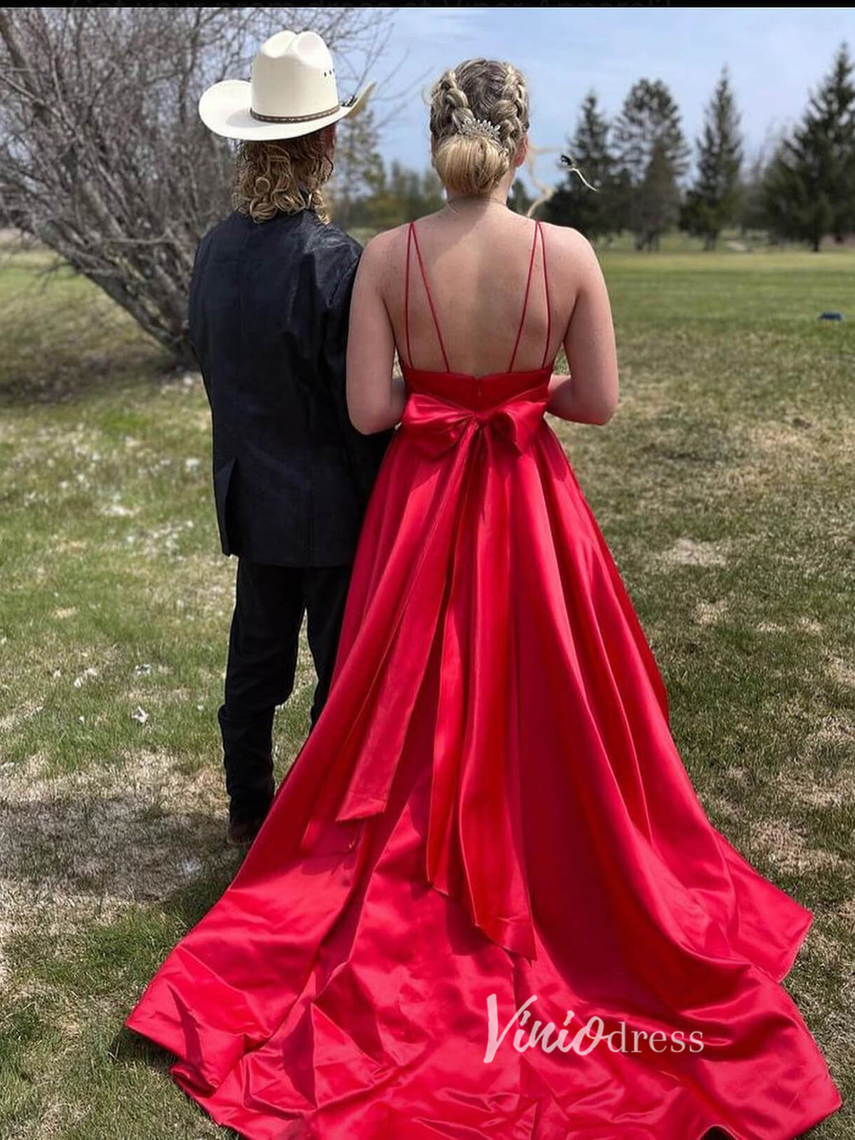 Prom Dress 2025 Red Satin Prom Dresses Spaghetti Strap Evening Dress FD3333-unique prom dresses-Red-Custom Size-Viniodress