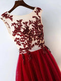 Prom Dress 2025 Rose Red Lace Long Prom Dresses See Through Formal Dress FD1004-unique prom dresses-Rose Red-US 2-Viniodress