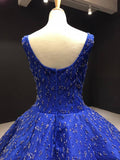 Prom Dress 2025 Royal Blue Beaded Couture Formal Dresses Wide Strap Quince Dress FD1117B viniodress-unique prom dresses-Royal Blue-Custom Size-Viniodress