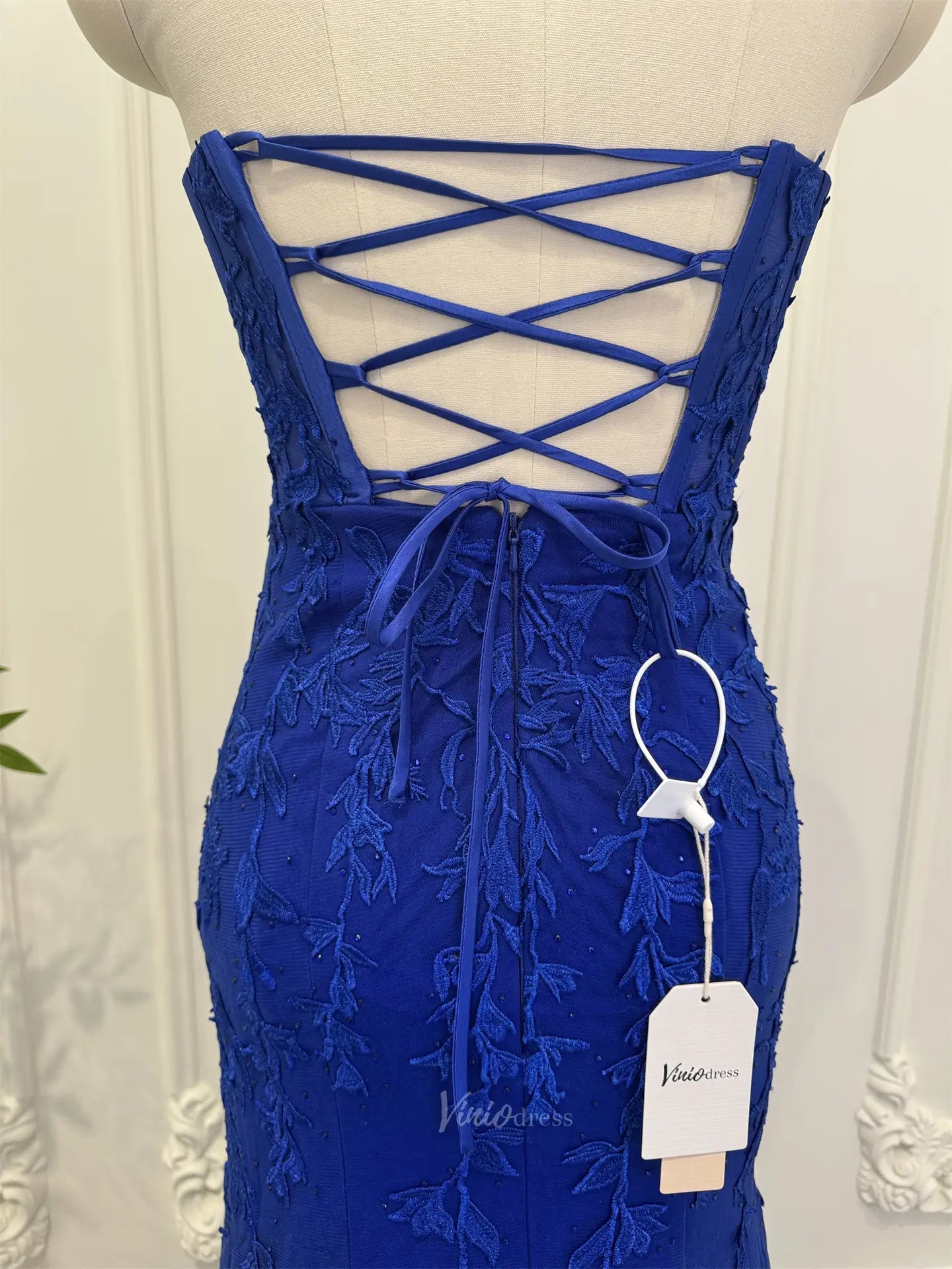 Prom Dresses 2025-to impress Royal Blue Sheath Prom Dresses, Strapless, Lace-up Back CL012-plus size wedding dresses Viniodress-Blue-US 4-