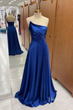 Prom Dress 2025 Royal Blue Strapless Satin Cheap Prom Dresses Pleated Bodice FD3987-unique prom dresses-Royal Blue-Custom Size-Viniodress