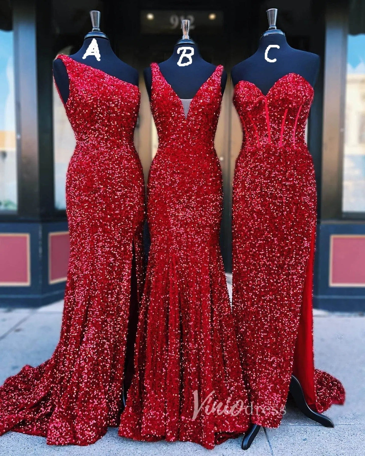 Prom Dress 2025 Sheath Red Sequin Prom Dresses Long 2023 FD2957-unique prom dresses-A-one-shoulder-Red-Custom Size-Viniodress