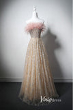 Prom Dress 2025 Shimmering Champange Beaded Prom Dresses with Feathers AD1029-unique prom dresses-Champagne-Custom Size-Viniodress