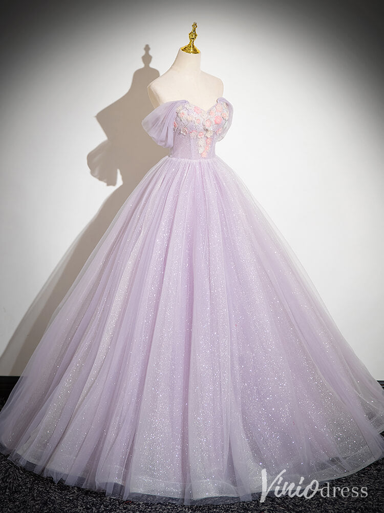 Prom Dress 2025 Shimmering Lavender Strapless Prom Dresses Floral Sweetheart Formal Gown AD1353-unique prom dresses-Lavender-Custom Size-Viniodress